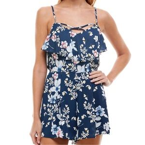 Trixxi Floral Navy Blue Floral Romper S